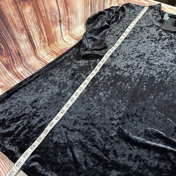 M Fasis Size X Large Black Velvet Boho Keyhole Midi Dress Witch Whimsigoth Goth - Picture 5 of 8